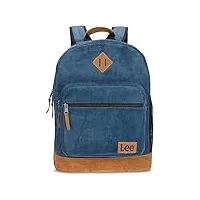 lee heritage sac à dos robuste pour voyage avec logo classique décontracté avec housse rembourrée pour ordinateur portable, velours côtelé bleu, sacs à dos de jour