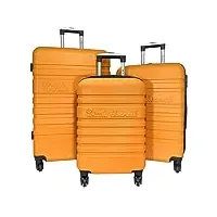 little marcel - lot 3 valises - 55cm - 65cm - 75cm - valise rigide orange