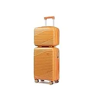 sea choice set de bagages lot de 2 valises trolley valise rigide à roulettes con vanity case 8 roues 360° poignée télescopique verrouillage tsa set de valises 12/20,orange