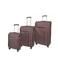 house of leather malaga valise souple à 8 roulettes pour voyage et vacances noir/marron, marron, full set (cabin-m-l), valise