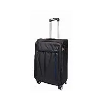 house of leather malaga valise souple à 8 roulettes pour voyage et vacances noir/marron, noir , medium: h: 67 x l: 43 x e: 26/5 cm, 3.6kg, valise