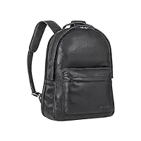stilord 'hagen' sac à dos cuir femme et homme sac à dos ordinateur portable 17 pouces cuir sac a dos scolaire sac à dos jour homme, couleur:noir