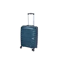 house of leather miyazaki valise rigide extensible à 8 roulettes en polypropylène, vert, cabin | 55x36x20cm/ 2.70kg, 35l, bagage rigide avec roulettes pivotantes