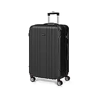 todeco valise grande taille 78cm, valise de voyage, rigide e légère abs valise de voyage à roulettes valises, 4 doubles roues, 78x51x28cm, noir
