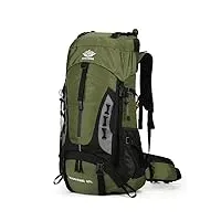 esup 60l randonnée sac à dos hommes camping sac à dos avec couverture de pluie léger sac à dos de randonnée sac à dos voyage, vert militaire, 60l, sacs à dos de voyage