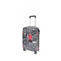 house of leather bilbao valise rigide à 4 roues motif musique classique, noir , cabin: h: 56 x l: 35 x w: 21 cm, 2.6kg, bagages rigides avec roulettes pivotantes