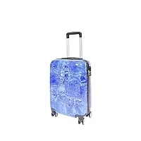 house of leather valise rigide à 4 roues en abs imprimé jeans bleu detroit, bleu, cabin: h: 56 x l: 35 x w: 21 cm, 2.6kg, bagage rigide avec roulettes pivotantes