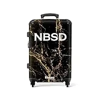 noboringsuitcases.com® valise personnalisée - valise grande taille, 67x43x25cm - suitcase, légère marbre noir avec de l'or - valises rigides 4 roulettes - valise avec nom et initiales