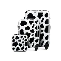 wittchen young collection ensemble de 3 valises en abs avec un revêtement supplémentaire en polycarbonate et poignée télescopique taille (s+m+Étui cosmétique) noir-blanc