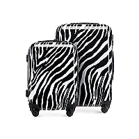 wittchen young collection ensemble de 2 valises en abs avec un revêtement supplémentaire en polycarbonate et poignée télescopique taille (s+m) blanc-noir