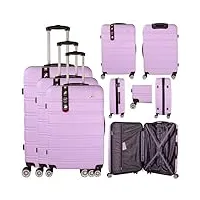 mf handbags tev-441 lot de 3 valises à roulettes bleu ciel, lilas, s, décontracté