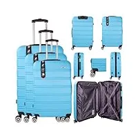 mf handbags tev-441 lot de 3 valises à roulettes bleu ciel, bleu ciel, s, décontracté
