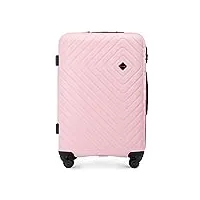 wittchen cube line ensemble de 3 valises tailles (s+m+l) en abs simple gaufrage géométrique 4 roulettes d'une poignée extractible serrure à combinaison rose clair