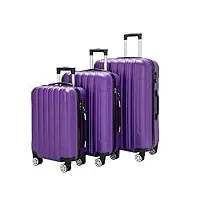 pochy pratique valise valises 3 pièces bagages de cabine violet valise rigide extensible légère valises de grande capacité à roulettes facile à déplacer