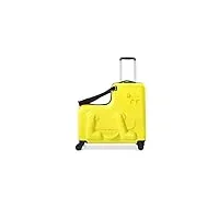 suicra bagages à main avec sangle trolley case can sit and ride luggage men and women's trolley universal wheel traverl suitcase (color : yellow)