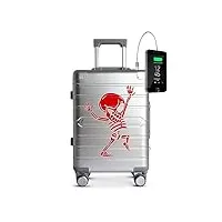 tokyoto valise cabine 100% aluminium dimensions cabine bagage trolley 55x35x20 cm serrure tsa sac de voyage modèle silver logo (valise prête à charger les portables) luggage