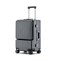 zumaha silencieux bagages rigides ouverture avant bagages de cabine en aluminium boîte de verrouillage de roue universelle valise d'embarquement de voyage d'affaires lisse