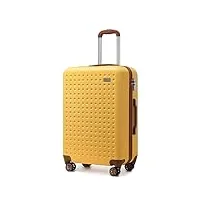 kono valise cabine 55cm, bagage cabine en abs valise rigide 4 roulettes valise de voyage avec serrure tsa (jaune)