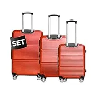 ds-lux valise de voyage rigide de qualité supérieure - valise à roulettes - en plastique abs - avec serrure tsa - 4 roulettes (s-m-l), rouge v2, set, ensemble de valises