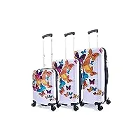 saxoline ensemble bagages de voyage 3 pièces ensemble de valise de voyage/bagage set/trolley set - butterfly fun imprimer