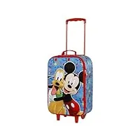 mickey mouse mates-valise à roulettes soft 3d, bleu