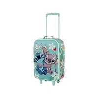 lilo et stitch love-valise à roulettes soft 3d, turquoise