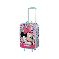 minnie mouse heart-valise à roulettes soft 3d, rose