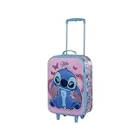 lilo et stitch adorable-valise à roulettes soft 3d, rose