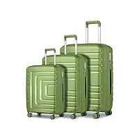 sea choice ensemble de bagages extensible de 3pcs valise lot de 3 bagages(55/66/76) sets de bagage à main de moyenne et grande avec 4 roues jumelles et serrure tsa (vert matcha)