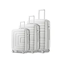 sea choice ensemble de bagages extensible de 3pcs valise lot de 3 bagages(55/66/76) sets de bagage à main de moyenne et grande avec 4 roues jumelles et serrure tsa (blanc crème)
