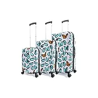 saxoline ensemble bagages de voyage 3 pièces ensemble de valise de voyage/bagage set/trolley set - springfull imprimer