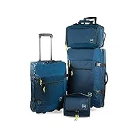 jaslen - set valise souples à 4 roulettes - lot valise tissu à roulette - sets de bagages pour soute avion, soldes sur set de valises à roulettes. verrouillage à combinaison, bleu marine