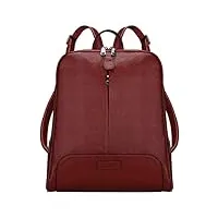 sac à dos en cuir véritable pour femme, fabriqué à la main en cuir souple, sac à dos de voyage, sac à dos universitaire (couleur : gris, taille : 33,5 x 28 x 10 cm)