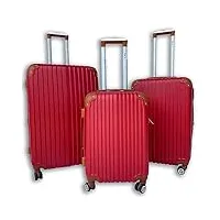 little marcel - lot 3 valises - valise rigide renforcé abs - rouge