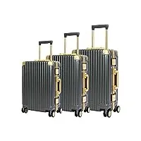 beith lot de 3 valise de voyage - bs810-3, valise rigide de cadre en aluminium, alliage abs + pc, tige de levage en aluminium, roue silencieuse tpe 360°, serrure douanière tsa, imperméable, durable