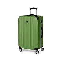 todeco valise grande taille 78cm, valise de voyage, rigide e légère abs valise de voyage à roulettes valises, 4 doubles roues, 78x51x28cm, vert olive