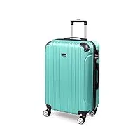 todeco valise moyenne taille 68cm, valise de voyage, rigide e légère abs valise de voyage à roulettes valises, 4 doubles roues, 68x45x26cm, vert pin clair