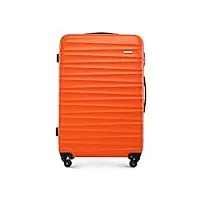 wittchen valise de voyage bagage à main valise cabine valise rigide en abs avec 4 roulettes pivotantes serrure à combinaison poignée télescopique groove line set de 4 valises orange