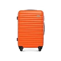 wittchen valise de voyage moyenne valise rigide en abs 4 roulettes pivotantes serrure à combinaison poignée télescopique groove line taille m orange