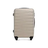 wittchen valise de voyage bagage à main valise cabine valise rigide en abs avec 4 roulettes pivotantes serrure à combinaison poignée télescopique groove line taille m beige