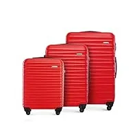 wittchen valise de voyage bagage à main valise cabine valise rigide en abs avec 4 roulettes pivotantes serrure à combinaison poignée télescopique groove line set de 3 valises rouge