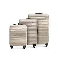 wittchen valise de voyage bagage à main valise cabine valise rigide en abs avec 4 roulettes pivotantes serrure à combinaison poignée télescopique groove line set de 3 valises beige