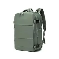 sea choice sac à dos de voyage cabine pour ordinateur portable bagage à main avion imperméable avec séparation sec humide valise de randonnée affaires travail avec usb charging port (vert)