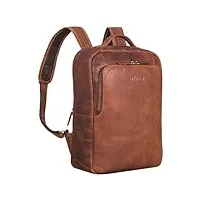 stilord 'sören' sac à dos d'affaires en cuir vintage grand sac à dos bagages sac à dos pour hommes et femmes sac à dos de voyage en cuir véritable, couleur:kara - cognac