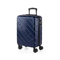 dkny - valise cabine avion - bagages cabine - petite valise rigide 4 roulettes - valise ultra légère avec cadenas à combinaison - bagage cabine résistant, bleu marine