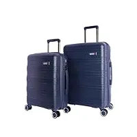 colonel tapioca jeu de valises - set de valises de voyage en polypropylène - valise cabine 55 x 40 x 20 et valise moyenne 4 roues valises de voyage moyennes valises de voyage cabine, bleu marine,