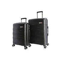 colonel tapioca jeu de valises - set de valises de voyage en polypropylène - valise cabine 55 x 40 x 20 et valise moyenne 4 roues valises de voyage moyennes valises de voyage cabine, noir, 64x45x25