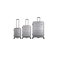 discovery ensemble bagages de voyage patrol 3 pièces ensemble de valise de voyage/trolleyset - argent