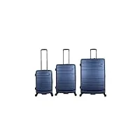 discovery ensemble bagages de voyage patrol 3 pièces ensemble de valise de voyage/trolleyset - bleu