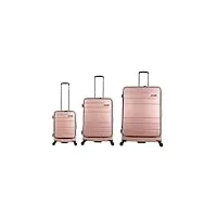 discovery ensemble bagages de voyage patrol 3 pièces ensemble de valise de voyage/trolleyset - rose